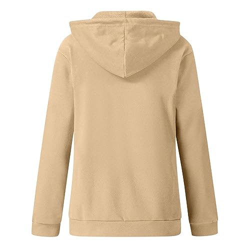 holiday deals Sweatshirt For Women Graphic Fall Jackets For Women Trendy 2023 Teen Girls y2k Clothes Full Zip Up Hoodies Cute Casual Long Sleeve Hoodie Sweatshirt Khaki S