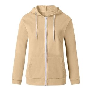 holiday deals Sweatshirt For Women Graphic Fall Jackets For Women Trendy 2023 Teen Girls y2k Clothes Full Zip Up Hoodies Cute Casual Long Sleeve Hoodie Sweatshirt Khaki S