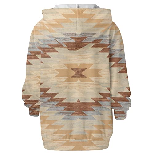 friday black early deals Women's Western Aztec Ethnic Style Hooded Sweatshirts Casual Folk Pullover Long Sleeve Pocket Hoodies volleyball gifts for teen girls Beige 2X