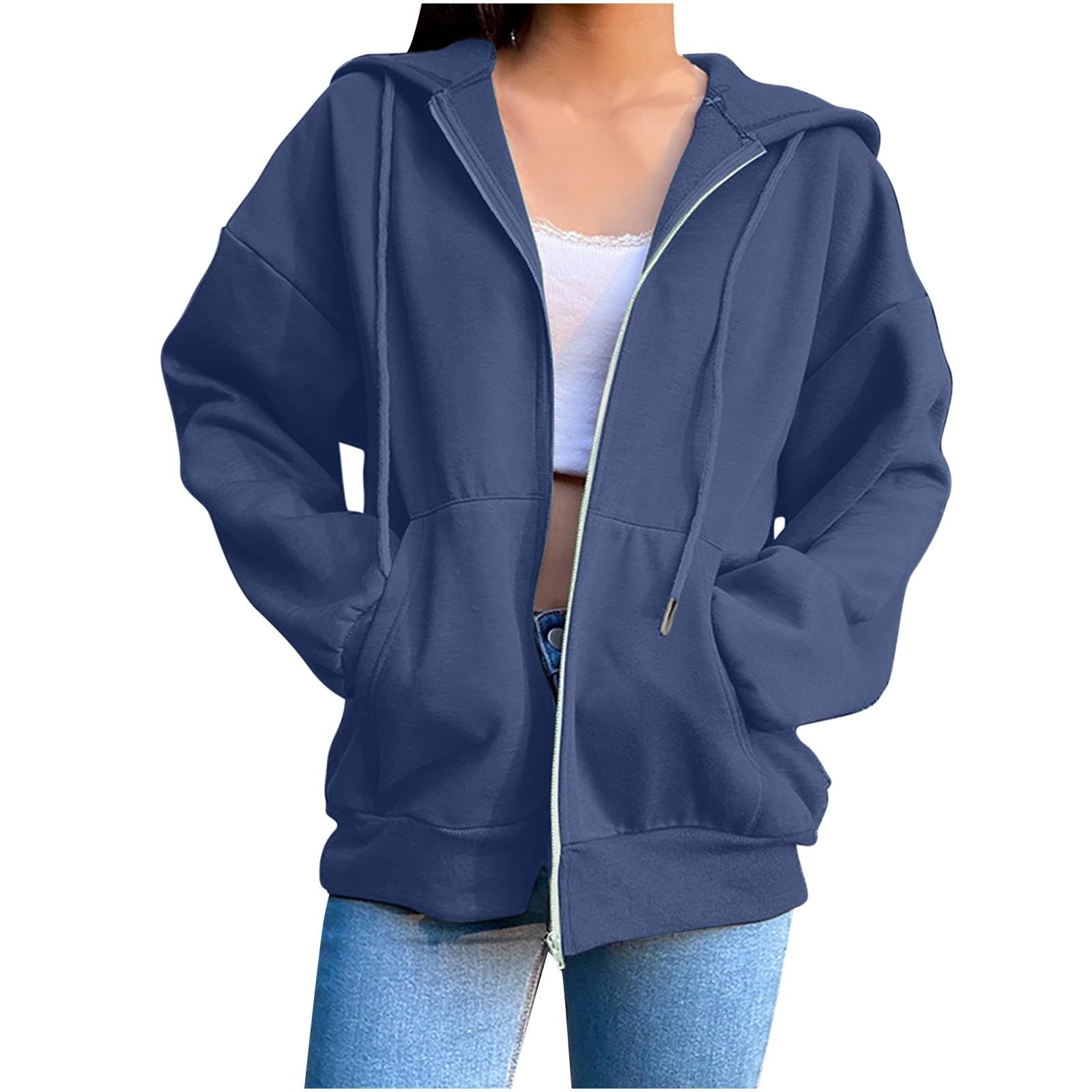 SMIDOW Cute Hoodies For Teen Girls Fashion Fall y2k Clothes 2023 Full Zip Up Hooded Sweatshirts With Pockets Casual Jacket