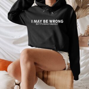 BLUBUKLKUN Hoodies for Women I May BE WRONG BUT IT'S HIGH UNLIKELY Letter Printed Oversized Y2K Hoodie Plain Sweatshirt (Black, L)