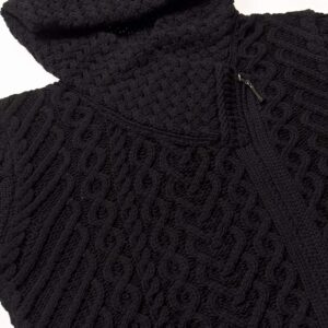 Aran Crafts Women's Cable Knit Comfortable Side Zip Hoodie (HD4916-MED-BLAC) Black