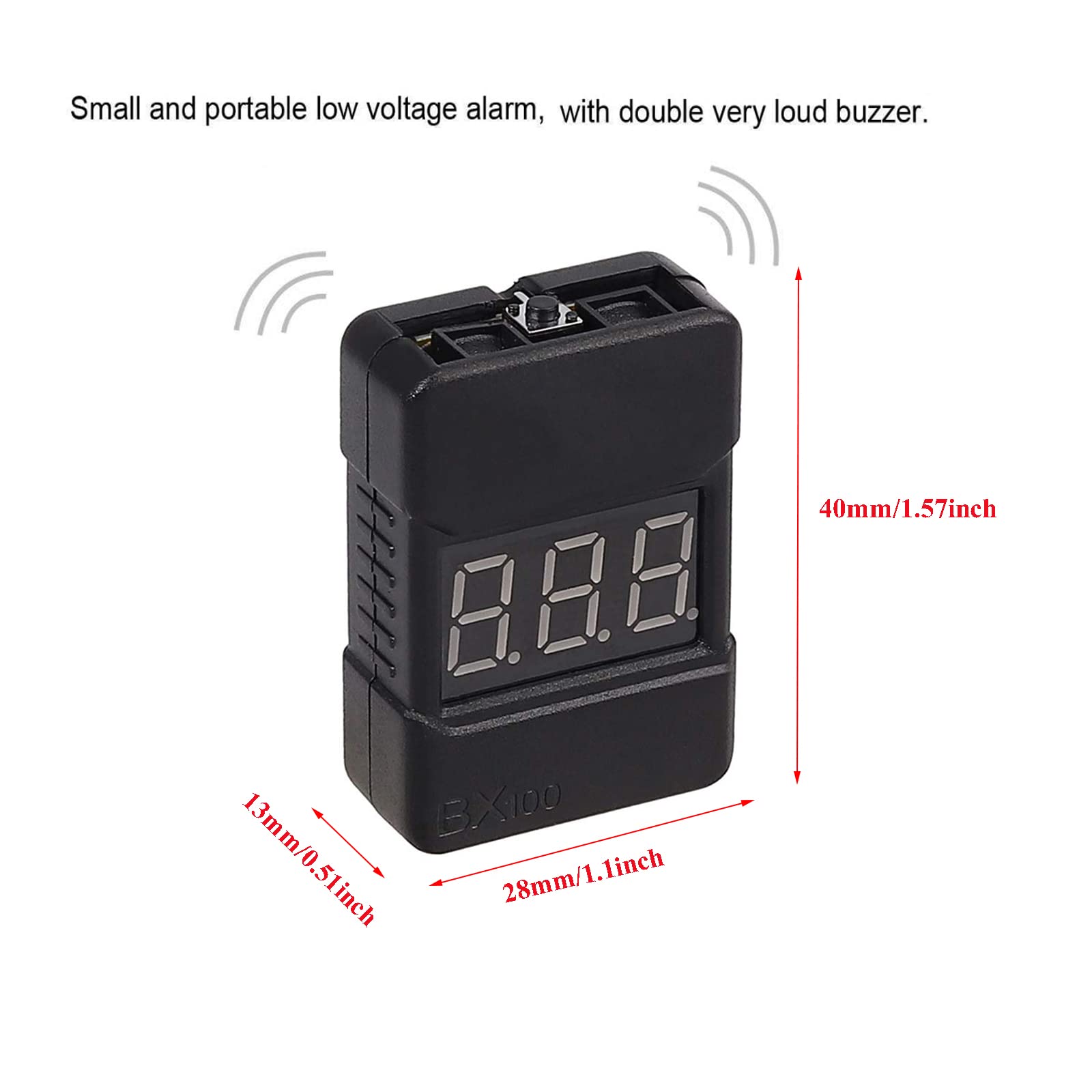 SIPYTOPF 3 Pack Lipo Battery Tester,BX100 RC 1-8S Low Voltage Buzzer Alarm Super Sound Warning Checker with LED Indicator Lipo/Li-ion/LiMn/Li-Fe