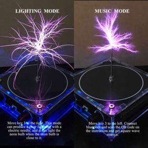 ISolderStore Musical Tesla Coil Speaker Mini Bluetooth Music Tesla Coil Magic Box Arc Plasma Artificial Lightning Desktop Toy Magic Beat Electron Tesla Box Assembled