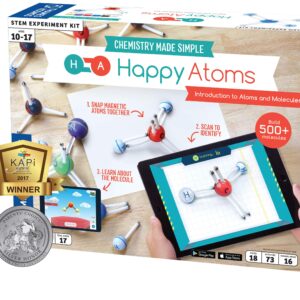 Happy Atoms Magnetic Molecular Modeling Introductory Set | Intro to Atoms, Molecules, Bonding, Chemistry | Create 508 Molecules | 73 Activities | Plus Free Educational App for iOS, Android