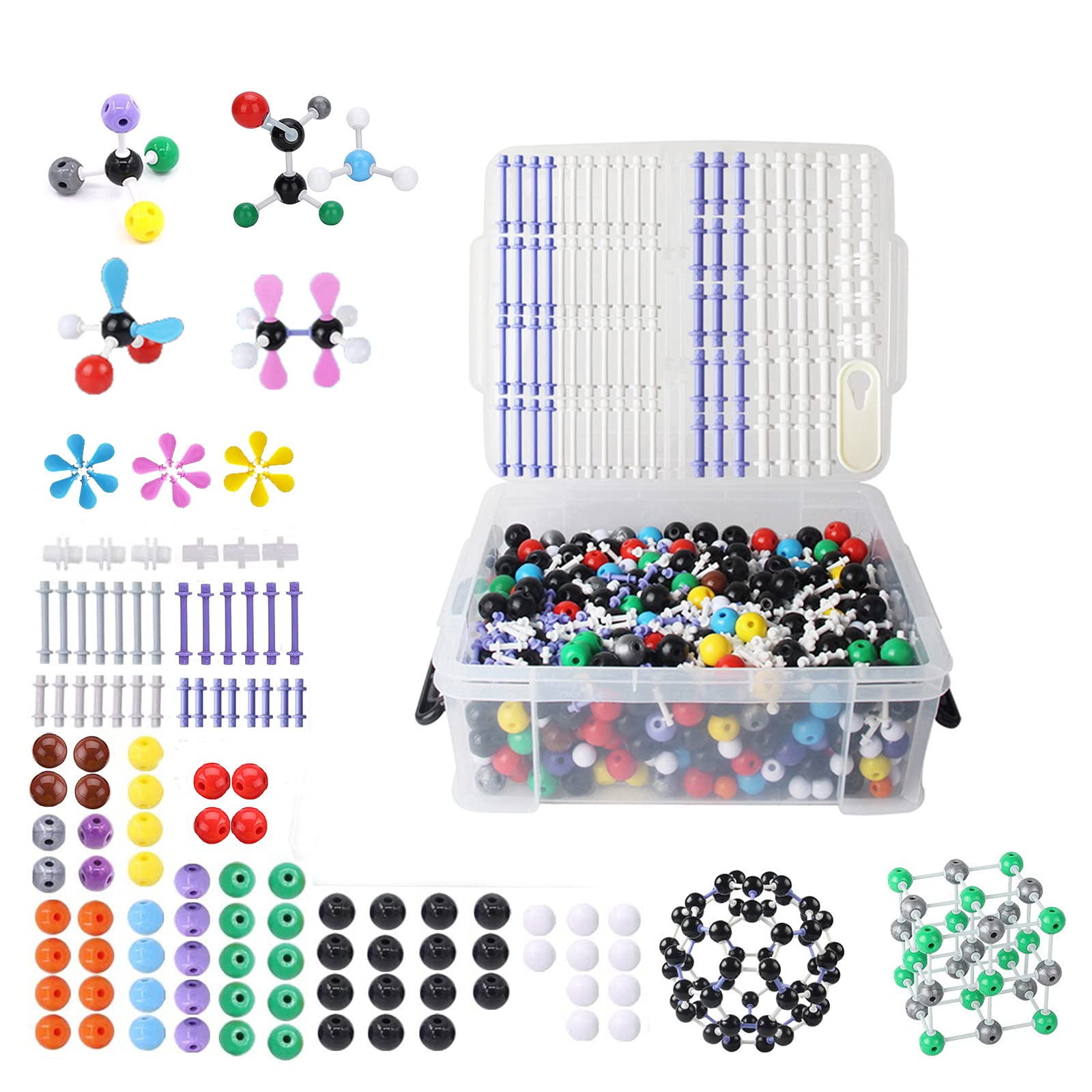 YCWF Molecular Model Kit,974 Pcs Molecular and Atomic Model Kit for Organic and Inorganic Chemistry Learning,Chemistry Structure Kit with Atoms,Bonds & Orbitals for Teacher, Student