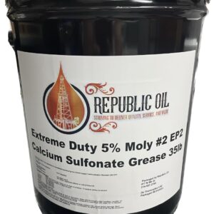 Republic Oil Extreme Duty 5% Moly Heavy Duty Grease 35lb | Moly Grease | 5% Moly | Calcium Sulfonate | EP2 | #2 | Heavy Duty Moly | 35lbs | Moly Grease | NLGI 2