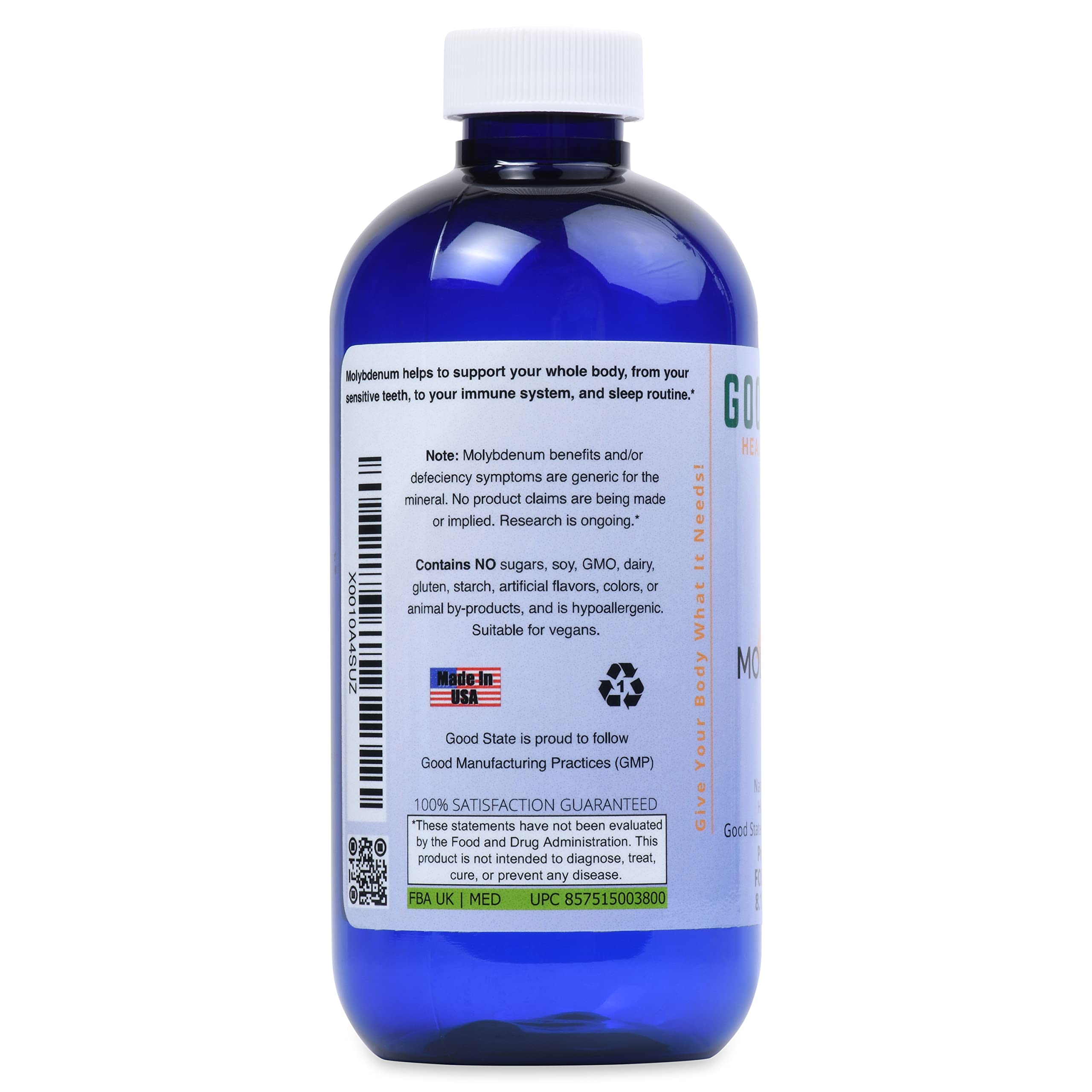 Good State Liquid Ionic Molybdenum (96 servings at 2 mg elemental, plus 2 mg fulvic acid - 8 fl oz)