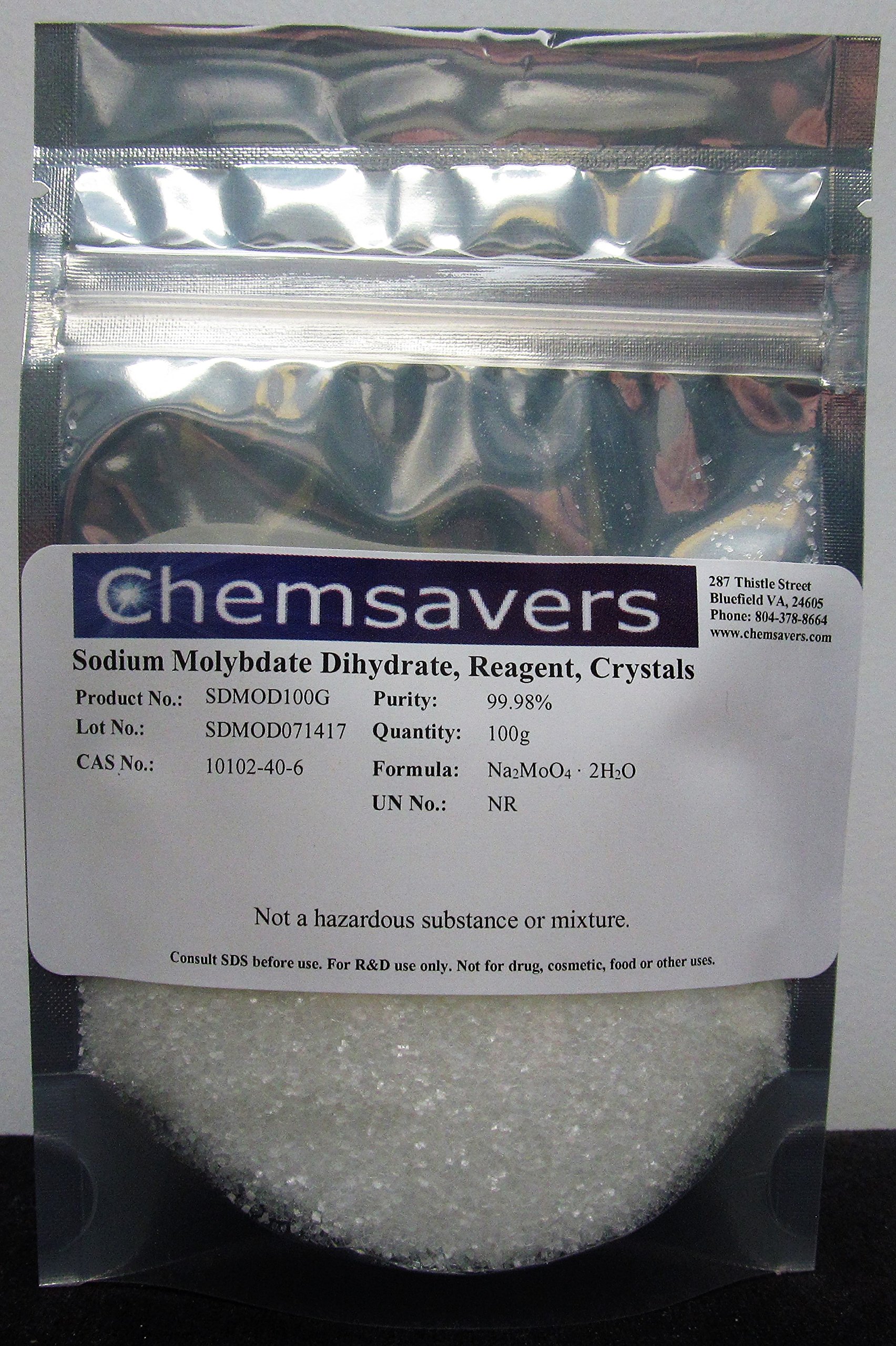 Sodium Molybdate Dihydrate, Reagent, 99.98%, Crystals, 100g