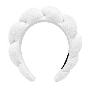 yiwafu spa headband for women, sponge headband for washing face, makeup headband, skincare headbands for makeup removal, shower, hair accessories, terry cloth headbands for women(white)