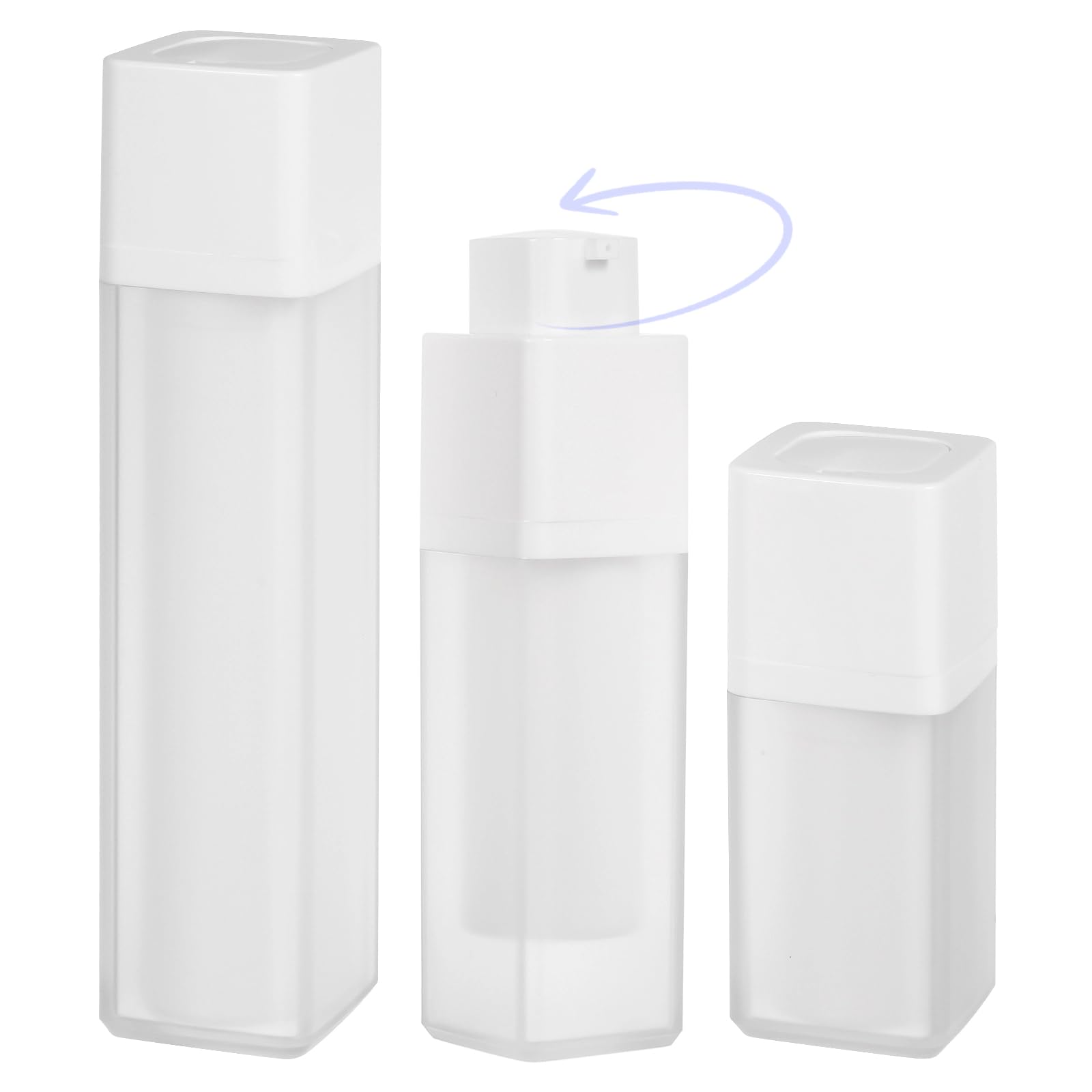 minkissy Lotion Cream Pump Container Airless Skincare Bottles 15ml+30ml+50ml Refillable Stretchable Cosmetic Bottle Dispenser White for Home Travel