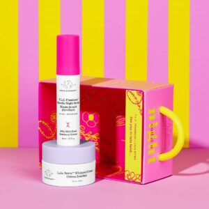 Drunk Elephant Call It A Night Evening Skin Kit - Night Skin Care Set. T.L.C. Framboos Glycolic Night Serum 8ml/.27fl oz, Lala Retro Whipped Cream, 15ml/.5fl oz. Smoothing and Replenishing Skin Care