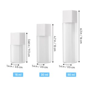 minkissy Lotion Cream Pump Container Airless Skincare Bottles 15ml+30ml+50ml Refillable Stretchable Cosmetic Bottle Dispenser White for Home Travel