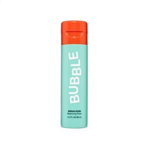 bubble skincare break even balancing face toner - gentle exfoliating toner & pore minimizer for normal to oily skin types - skin care formulated with green tea extract and niacinamide (100ml)