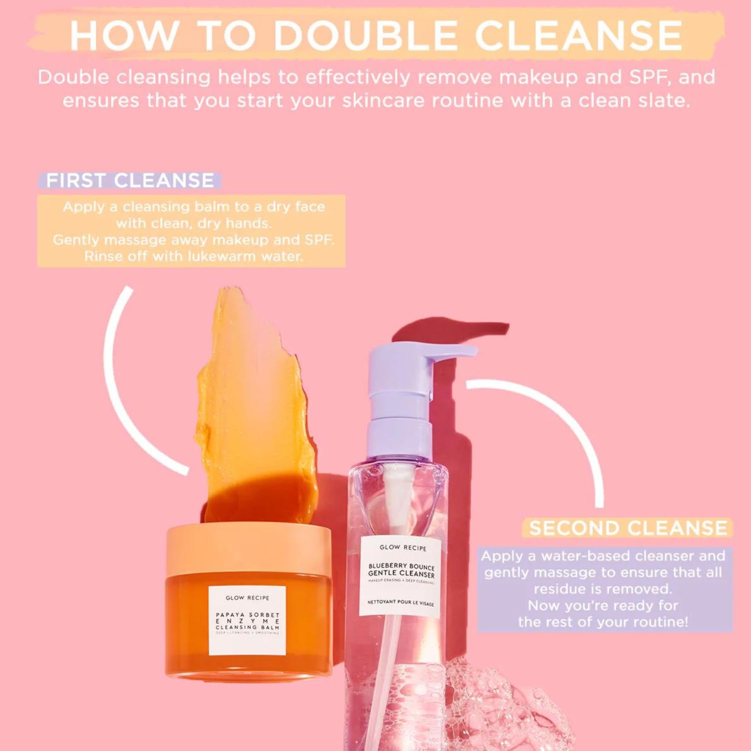 Glow Recipe Blueberry Bounce Gentle Face Cleanser Travel Size - 3-in-1 Foaming Double Cleanser, Makeup Remover & Clarifying Mask - Hydrating Hyaluronic Acid, Blueberry Extract & Exfoliating AHA (30ml)