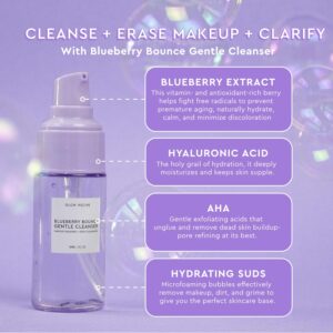 Glow Recipe Blueberry Bounce Gentle Face Cleanser Travel Size - 3-in-1 Foaming Double Cleanser, Makeup Remover & Clarifying Mask - Hydrating Hyaluronic Acid, Blueberry Extract & Exfoliating AHA (30ml)