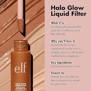 e.l.f. Halo Glow Liquid Filter, Complexion Booster For A Glowing, Soft-Focus Look, Infused With Hyaluronic Acid, Vegan & Cruelty-Free, 1 Fair