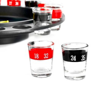 Fairly Odd Novelties Shot Glass Roulette - Ultimate Drinking Game for Adults - 16pcs Red/Black Set for Party, White Elephant, Adult Game Nights - Spin & Sip with Laughter!