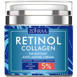 retinol cream for face - facial moisturizer with collagen and hyaluronic acid, anti-wrinkle reduce fine lines vitamin c+e natural-ingredient day night anti-aging for women men