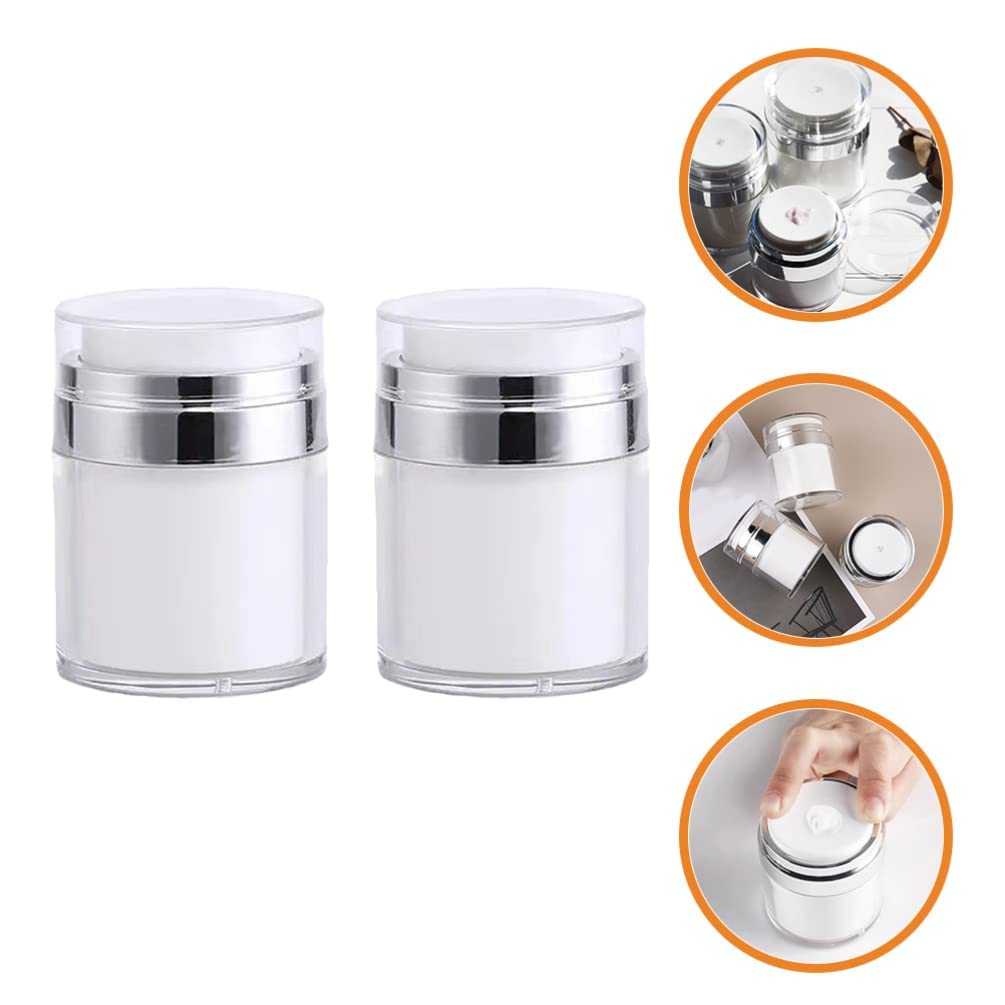 2pcs 30ml Airless Pump Bottle, Airless Pump Jar, Moisturiser Pump Dispenser, Airless Pump Jars, Drunk Elephant Container, Suitable for Filling Travel Foundation, Cream, Lotion, Moisturizer