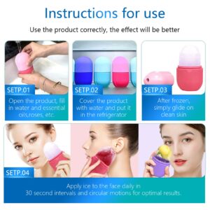 PASNOWFU Ice Cube Face Roller, Eyes and Neck, Brighten Skin & Enhance Your Natural Glow, Reusable Facial Treatment, Ice Cube Roller to Tighten Skin & De-Puff Eye Area, Cryotherapy for Face Ice(Pink)