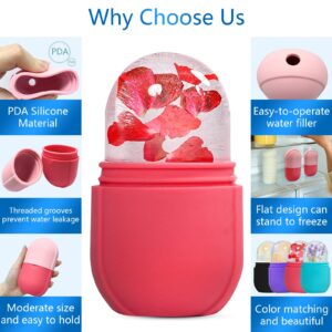PASNOWFU Ice Cube Face Roller, Eyes and Neck, Brighten Skin & Enhance Your Natural Glow, Reusable Facial Treatment, Ice Cube Roller to Tighten Skin & De-Puff Eye Area, Cryotherapy for Face Ice(Pink)