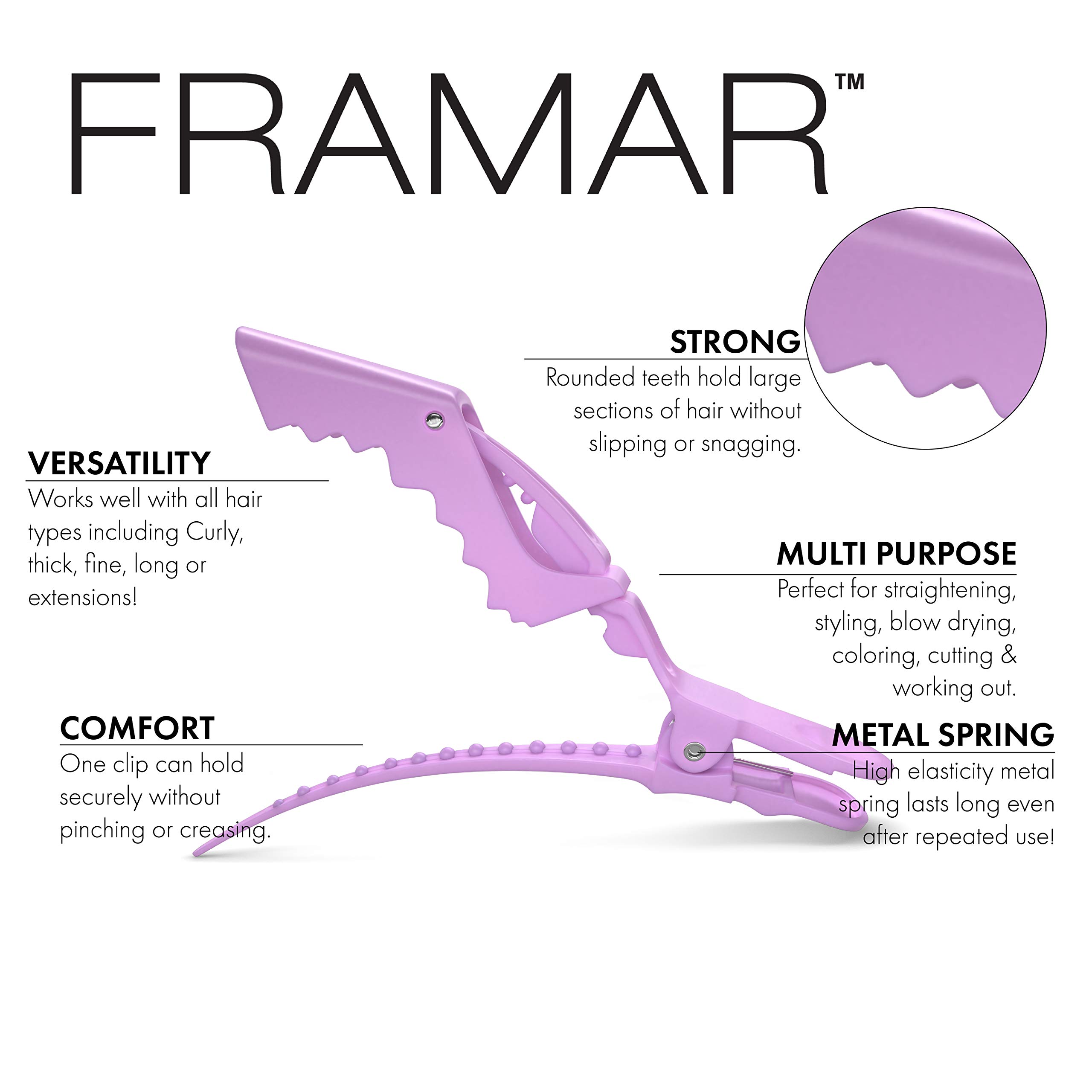 FRAMAR Pastel Alligator Hair Clips 10 Pack – Professional Alligator Clips For Hair, Hair Clips For Styling, Hair Styling Clips, Aligator Clips, Salon Hair Clips, Plastic Hair Clips