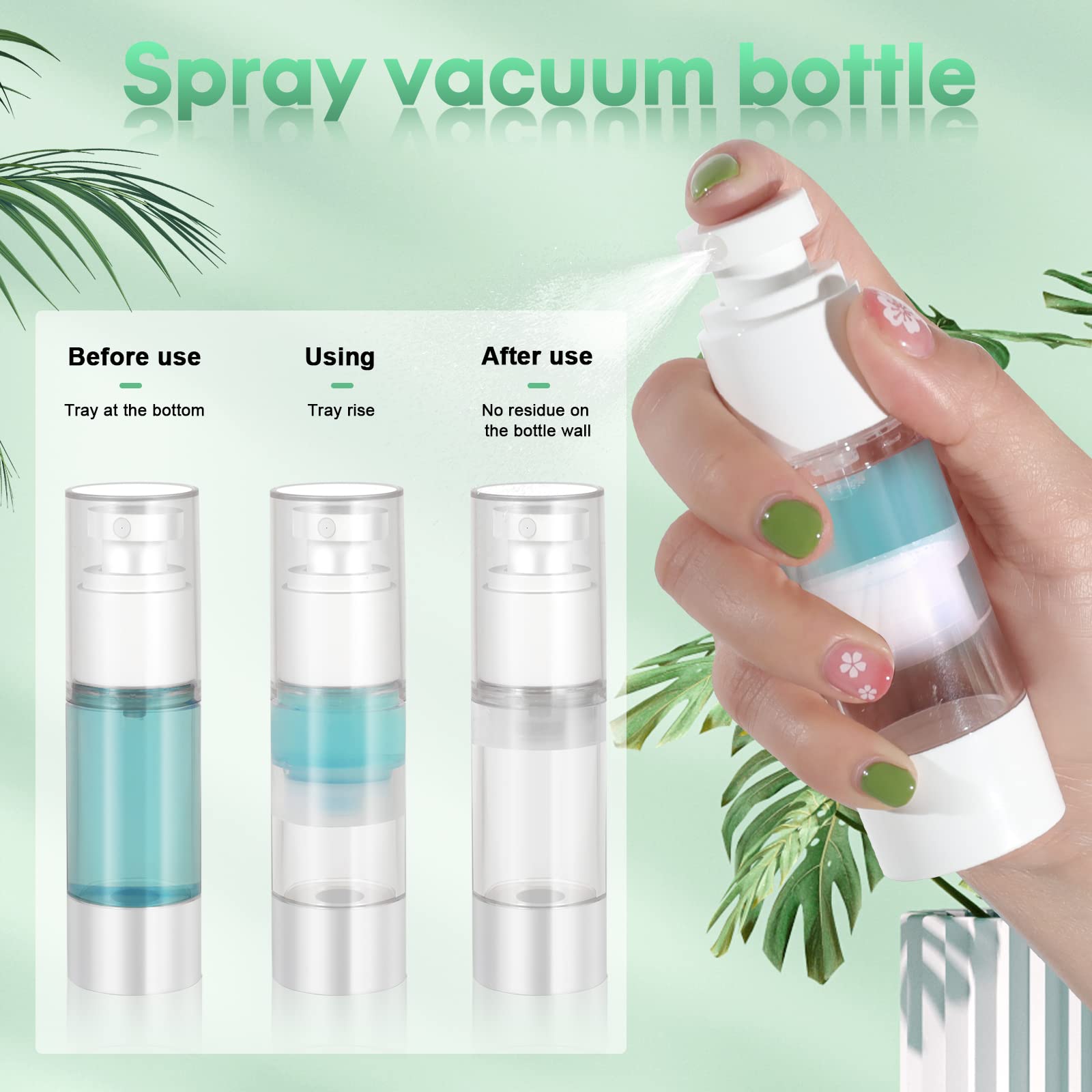 Airless Pump Jar, Vacuum Cream Jar Airless Pump Bottles Vacuum Bottle Portable Lotion Dispenser, Empty Refillable Travel Containers for Toiletries Face Cream Pot for Makeup Essence Moisturize