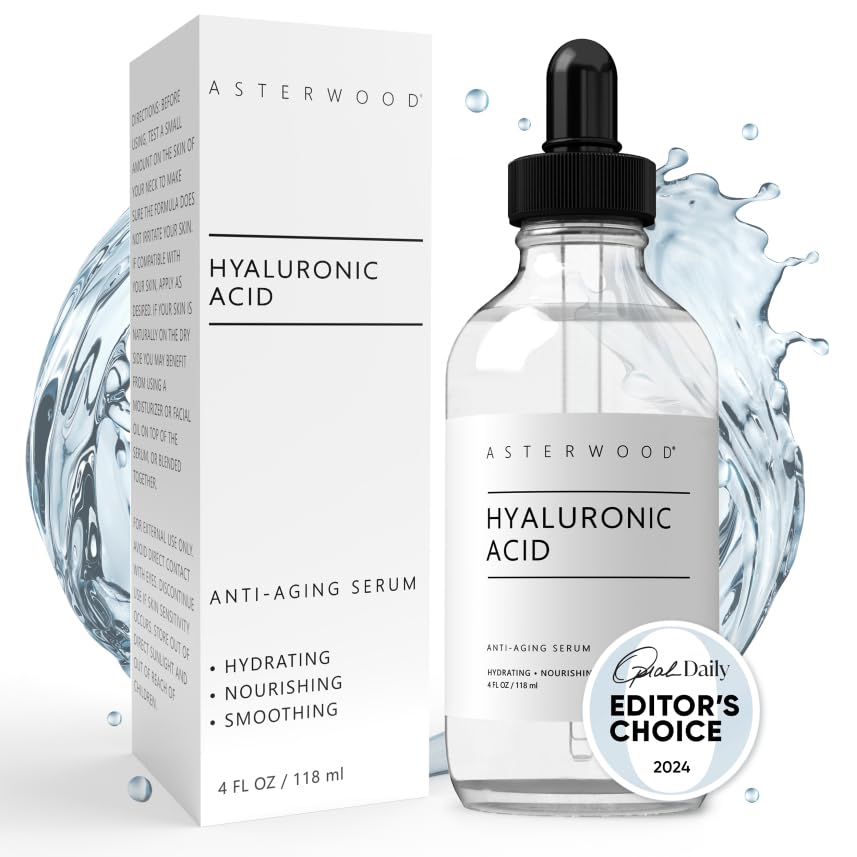 Asterwood Pure Hyaluronic Acid Serum for Face - Plumping, Anti-Aging & Hydrating - Fragrance-Free, Pairs Well with Vitamin C Face Serum & Hylunaric Acid Moisturizer, 118ml/4 oz