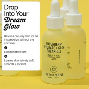 Youth To The People Superberry Hydrating Face Oil for Dry, Glowing Skin - Fast Absorbing Facial Oil & Makeup Primer Made with Prickly Pear, Acai Berry & Jojoba Oil - Clean, Vegan Skincare (1oz)