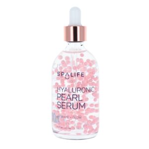 spa life face serum: hyaluronic acid serum 100 ml (3.7 oz) - smoothing & hydrating daily - targets dryness, fine lines, & wrinkles - helps plump skin, dissolving pearl capsules for instant luminosity