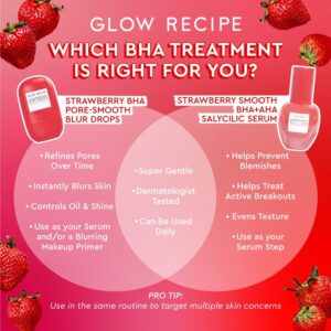 Glow Recipe AHA BHA Salicylic Acid Serum - Strawberry Face Serum, Pore Minimizer & Facial Exfoliant with Hyaluronic Acid & Azelaic Acid - Hydrating Serum & Travel Skincare (30ml)