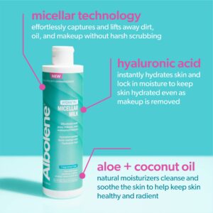 Albolene Micellar Milk Face Cleanser, Micellar Water Alternative, Makeup Remover and Cleansing Balm with Hyaluronic Acid, 10 fl oz, Packaging May Vary