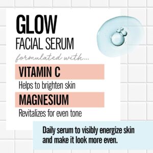 Valjean Labs Facial Serum, Glow | Vitamin C + Magnesium | Helps to Brighten and Clear Skin, Even Tone and Prevent Wrinkles | Paraben Free, Cruelty Free, Made in USA (1.83 oz)