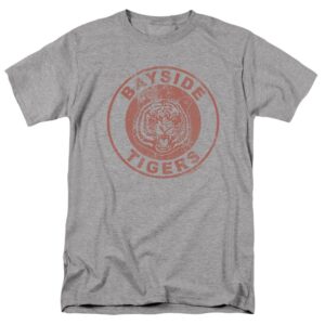 saved by the bell bayside tigers nbc t shirt & stickers, distressed logo (athletic heather) 3x-large