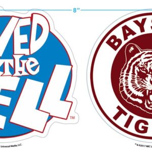 Saved By The Bell Bayside Tigers NBC T Shirt & Stickers, Distressed Logo (Athletic Heather) 3X-Large