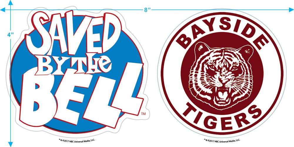 Saved By The Bell Bayside Tigers NBC T Shirt & Stickers, Distressed Logo (Athletic Heather) 3X-Large