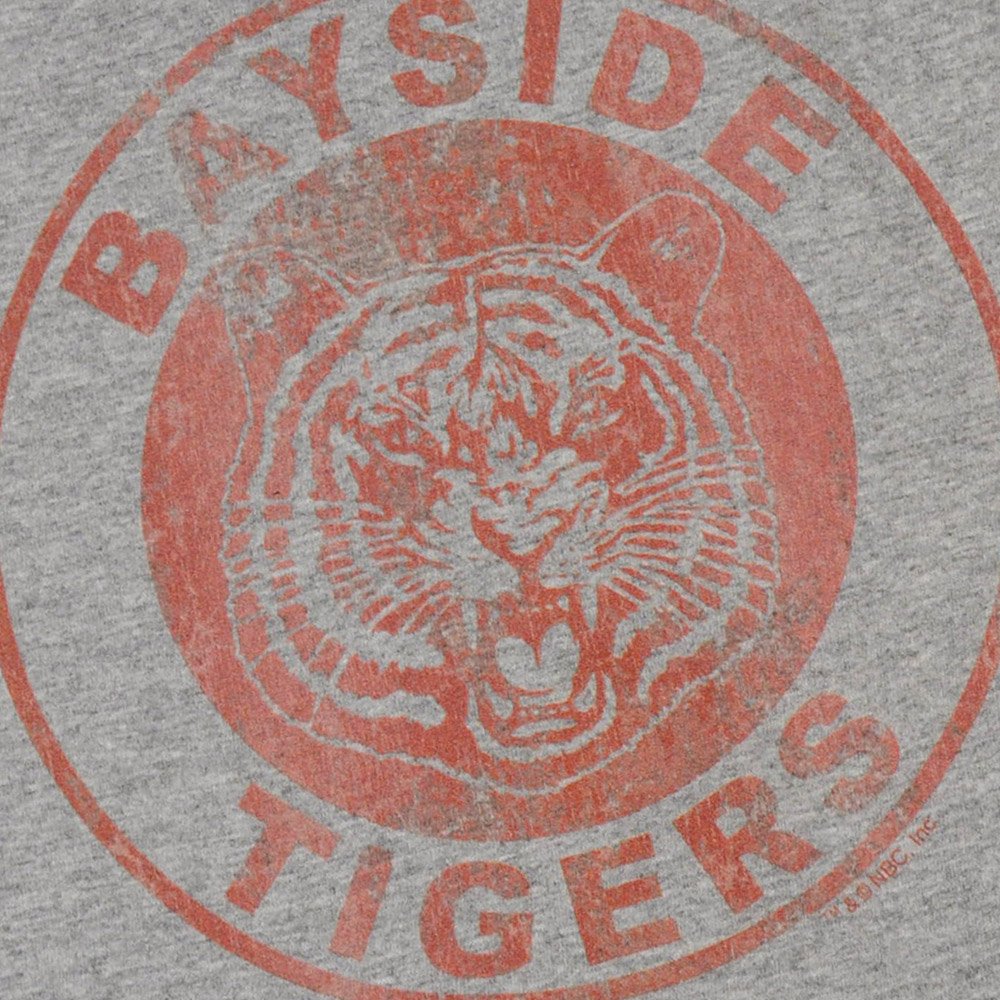 Saved By The Bell Bayside Tigers NBC T Shirt & Stickers, Distressed Logo (Athletic Heather) 3X-Large