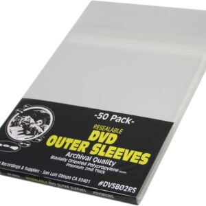 (50) DVD Outer Sleeves - "Super Polyclear" Resealable - Fits Standard 14mm-15mm DVD Cases - DVSB02RS