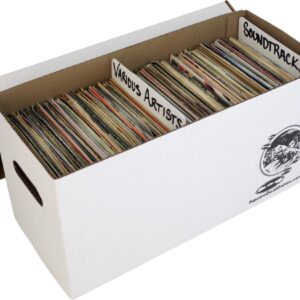 Square Deal Recordings & Supplies Set of 5-7 inch 45rpm Vinyl Record Storage Box - Sturdy Cardboard with Removable Lid - Holds up to 200 7 inch Records