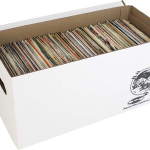 Square Deal Recordings & Supplies Set of 5-7 inch 45rpm Vinyl Record Storage Box - Sturdy Cardboard with Removable Lid - Holds up to 200 7 inch Records