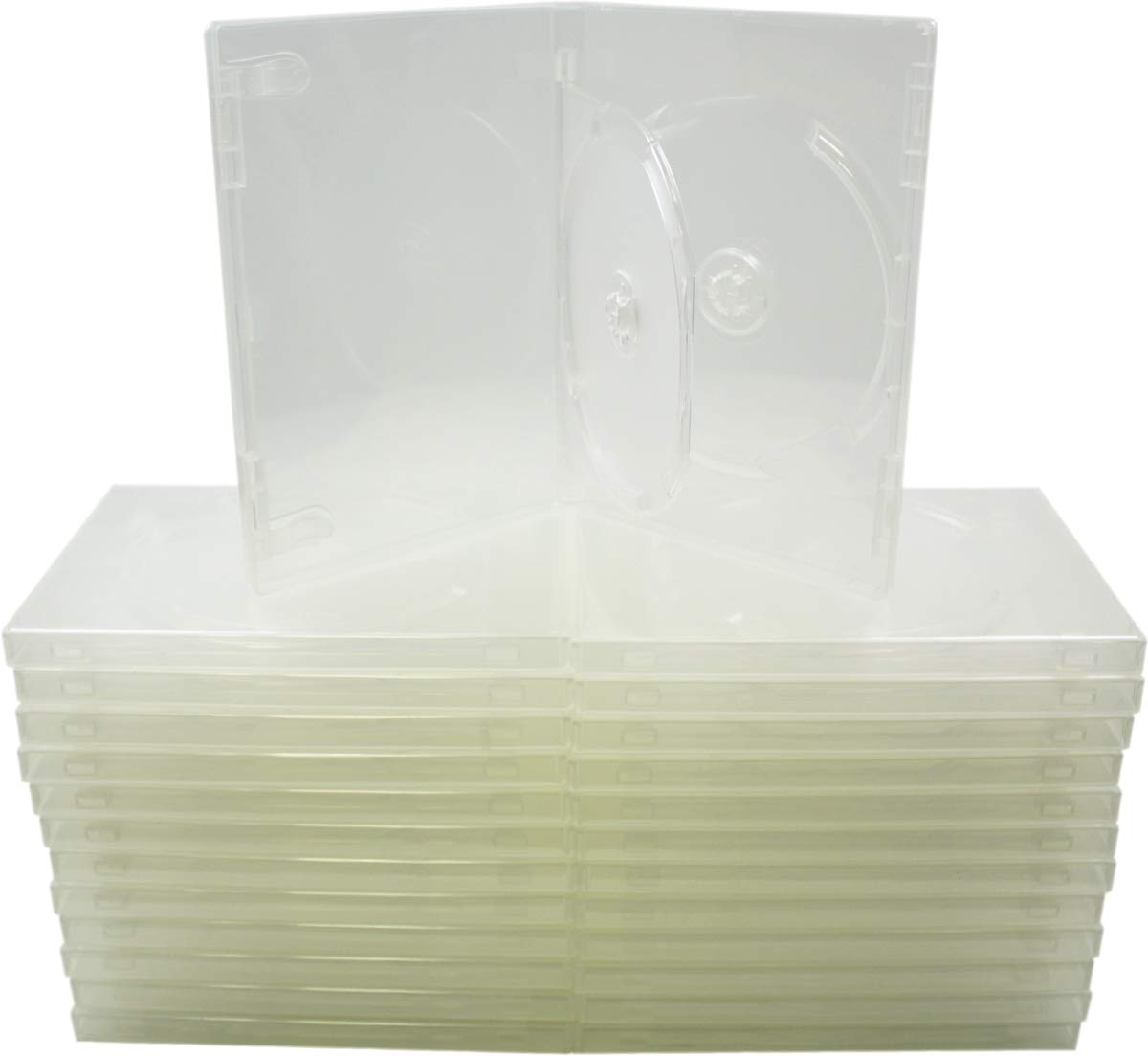 Square Deal Online - DV2R14CLWT - DVD Cases - 2 Disc - 14mm - with Hinged Tray and Wrap Around Sleeve - Clear (25-Pack)