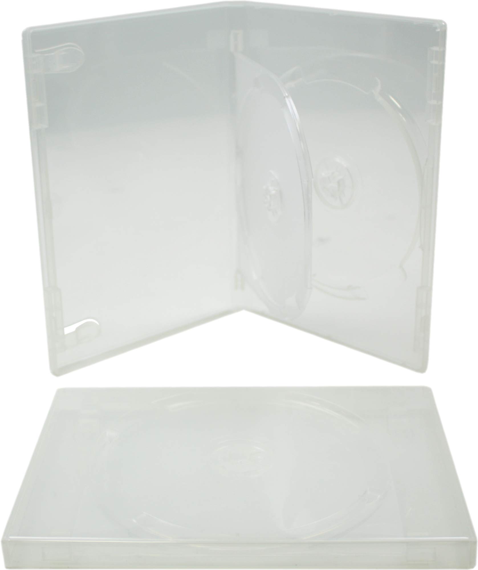 Square Deal Online - DV2R14CLWT - DVD Cases - 2 Disc - 14mm - with Hinged Tray and Wrap Around Sleeve - Clear (25-Pack)