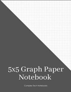 5x5 graph paper notebook: engineering graph paper, grid paper 5x5, each square measures .20” x .20”, 5 squares per inch, 180 pages, 8.5" x 11"