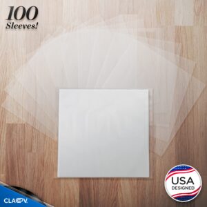 Claev 100 Anti Static Inner Record Sleeves for Vinyl LP Records (12 inch, Square, Translucent), Album Record Protective Plastic Covers for Storage