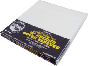(100) 12" resealable oversize record outer sleeves - super clear premium 2 mil thick archival quality bopp - 13-7/8" x 13-1/4" + 1-5/8" flap - fits most box sets up to 7/8" thick #12sb02rsos