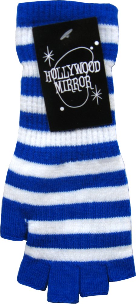 Square Deal Recordings & Supplies Blue & White Striped Fingerless Ladies Gloves