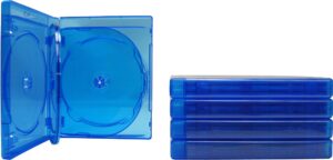 (5) empty 21mm thick six disc capacity blue replacement boxes / cases for blu-ray dvd movies - holds 6 discs #br6r21bl