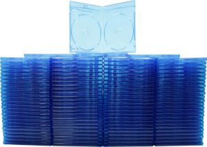 (100) empty standard double blue replacement boxes / cases for blu-ray disc movies #br2r12bl