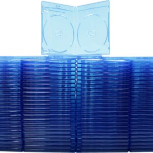 (100) Empty Standard DOUBLE Blue Replacement Boxes / Cases for Blu-Ray Disc Movies #BR2R12BL